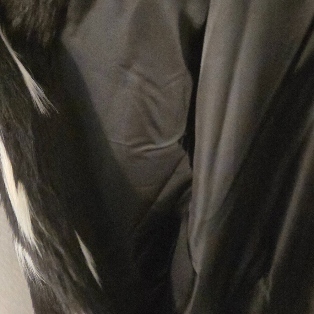 Faux Fur Jacket Mens Middle-length Black Long-sleeved Fox Fur Jacket Warm Trench - Picture 10 of 13